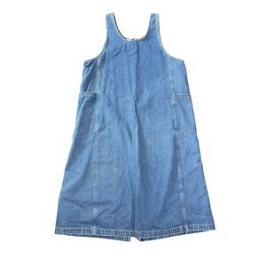 Vintage Route 66 Denim Jumper Dress Pockets Plus Size 1X 90's Western Pinafore